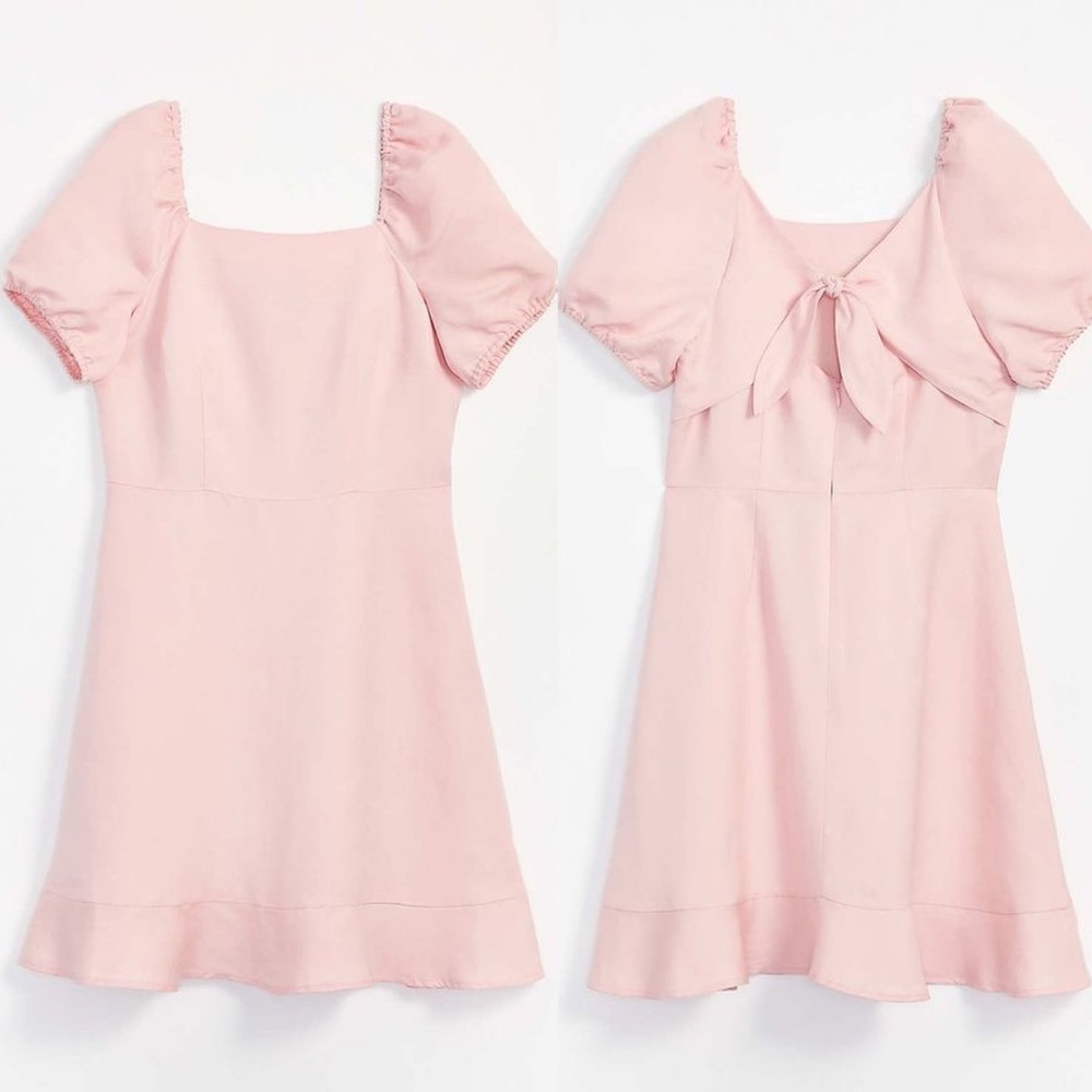 LOFT Tie Back Flounce Flare Dress in Pink Women's Size 4